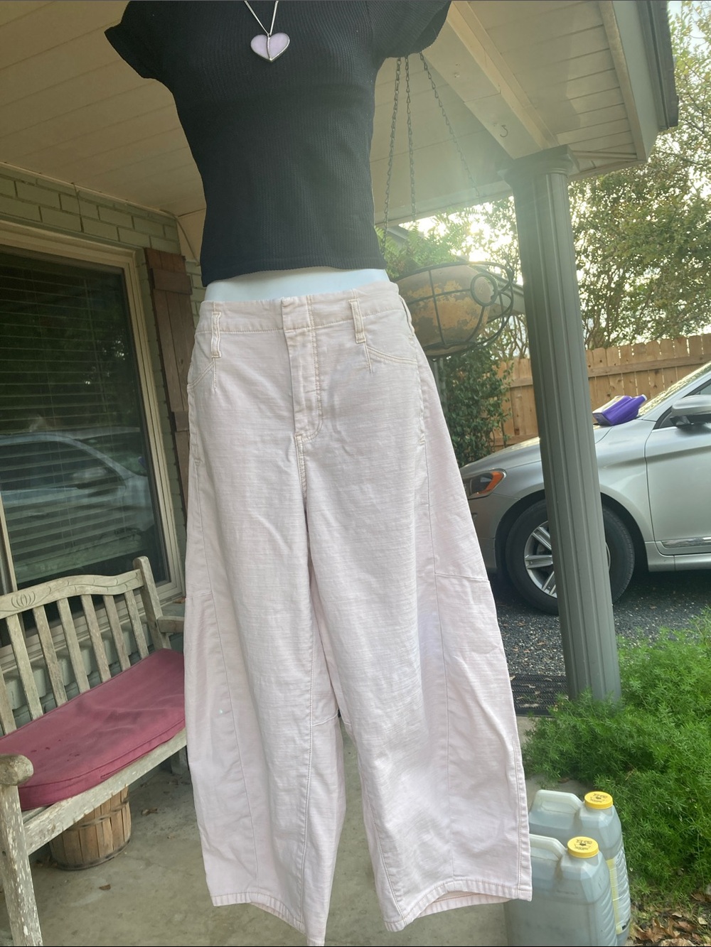 Pilcro Barrel Leg Jeans, pale pink, size 29.